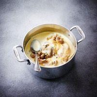 Fricassée de poulet aux champignons & macaronis