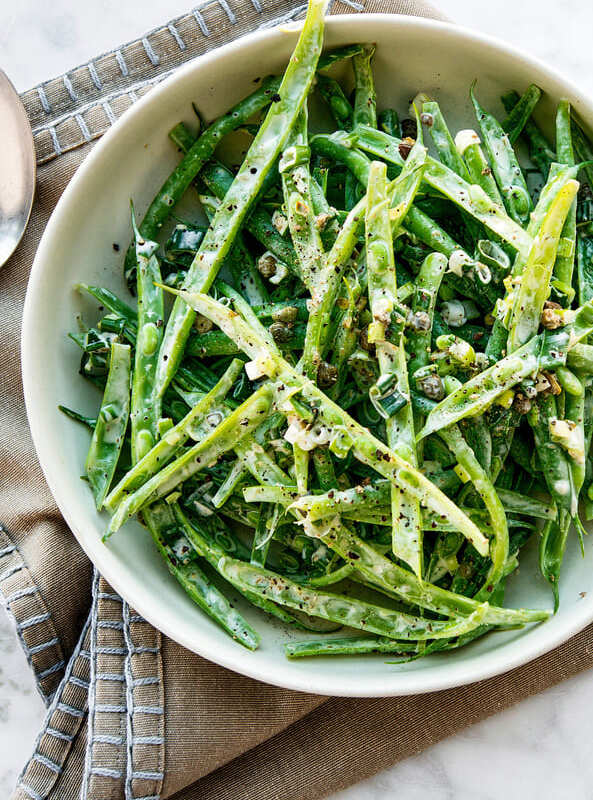 Crudité : Salade de haricots verts et mayonnaise au curry